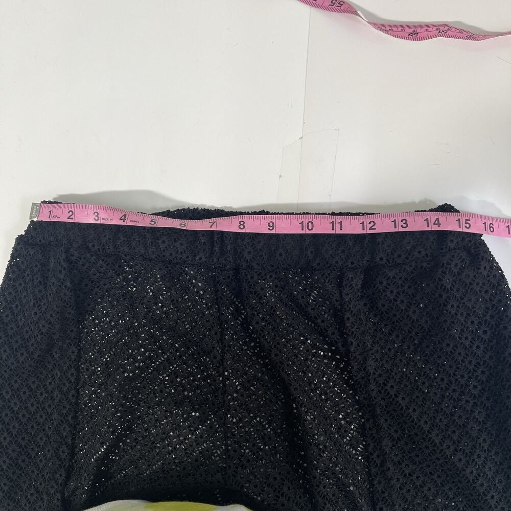 Blue Island Sheer Crochet Swim Coverup Pants Black Size Large Beach Split Leg - Picture 8 of 10